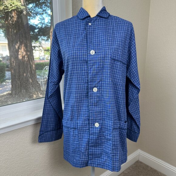 Christian Dior Pyjama Top Adult S Blue Plaid Luxury Sleepwear Overshirt Resort‎ - Picture 2 of 11